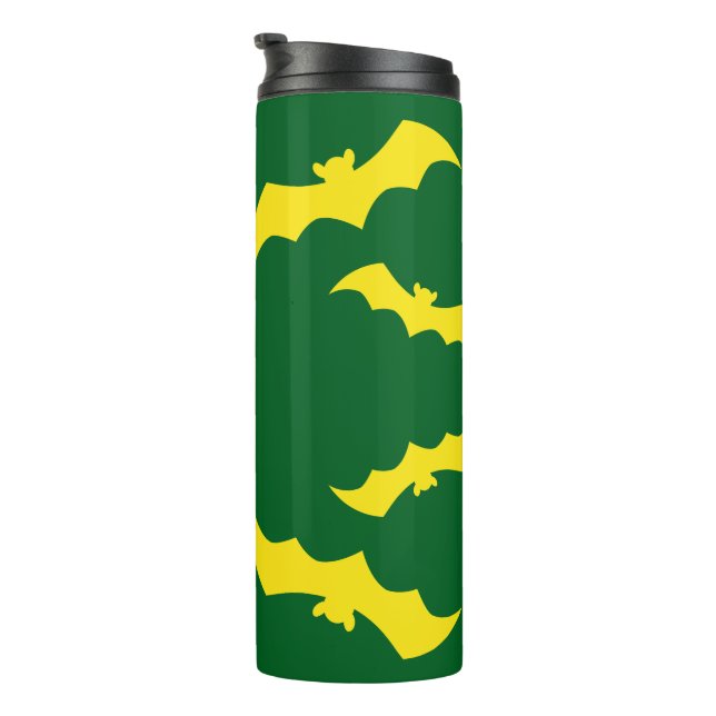 Flying Yellow Halloween Bats Thermosbecher (Nach rechts gedreht)