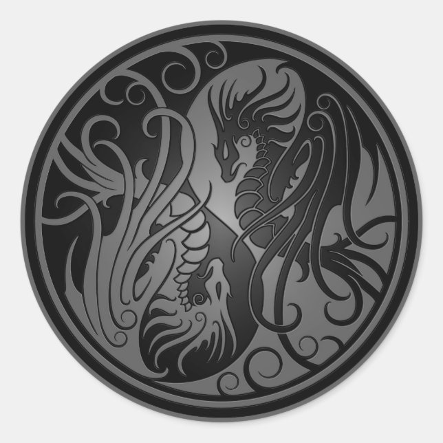 Flying Yin Yang Dragons - dunkel Runder Aufkleber (Vorderseite)