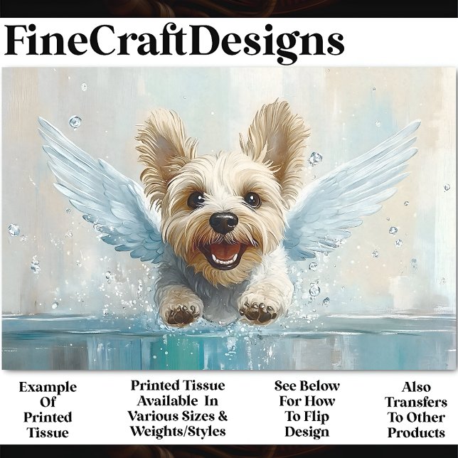 Flying Yorkie Puppy Hund mit Flügeln AU9 Decoupage Seidenpapier (Von Creator hochgeladen)
