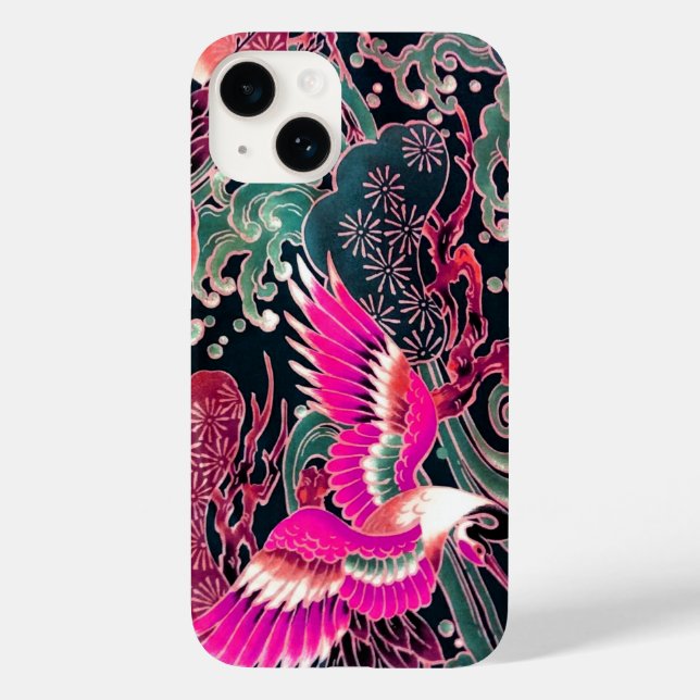 FLYKEN, WELLEN, BLUME Pink, Japanisch Case-Mate iPhone 14 Hülle (Rückseite)