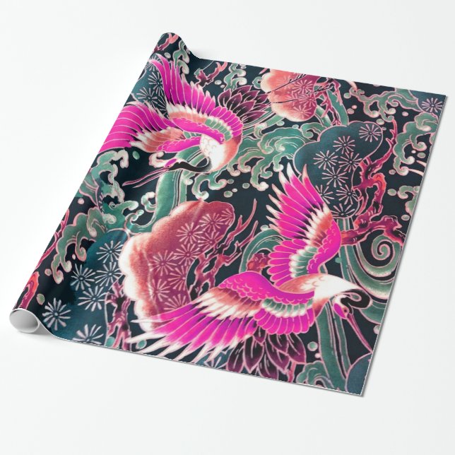 FLYKEN, WELLEN, BLUME Pink, Japanisch Geschenkpapier (Ungerollt)
