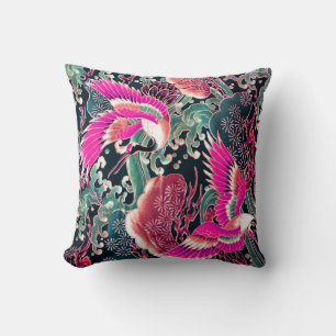 FLYKEN, WELLEN, BLUME Pink, Japanisch Kissen