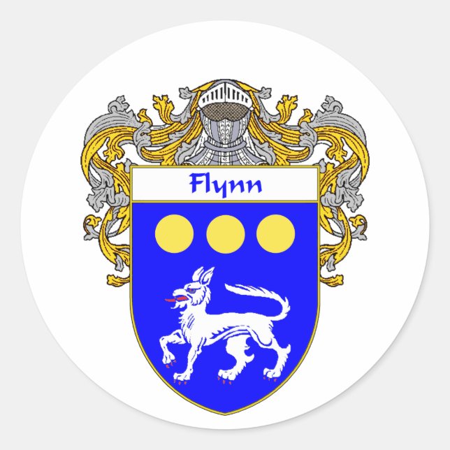Flynn-Wappen (mantled) Runder Aufkleber (Vorderseite)