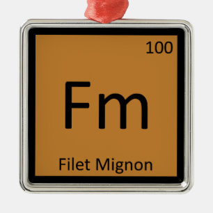 Fm - Filet Mignon Chemie Periodensystem Symbol Ornament Aus Metall