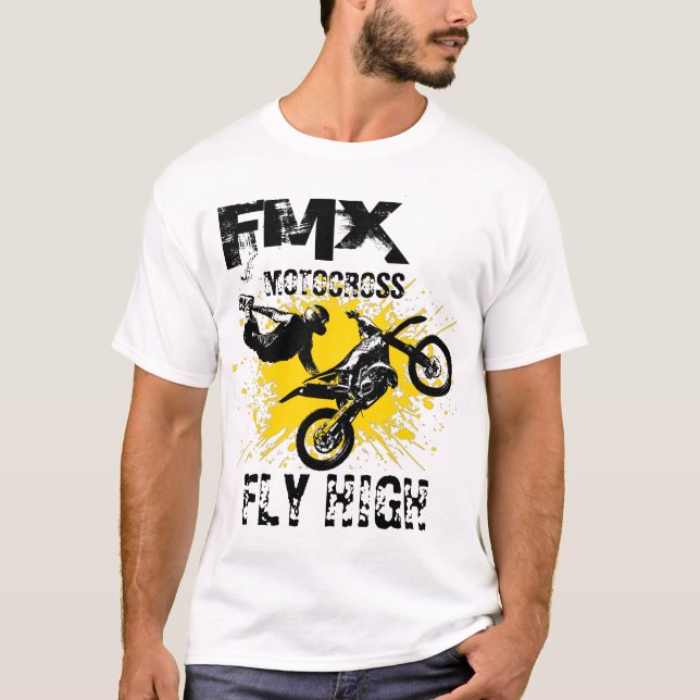 FMX Motocross Fliege hoch T-Shirt (Vorderseite)