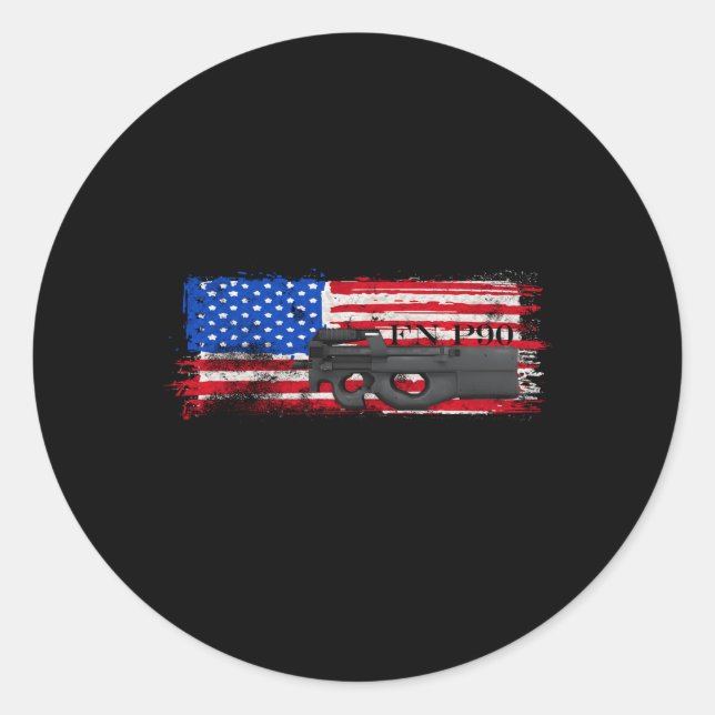 Fn P90 Personal Defense Weapon Sub Gun Machine Runder Aufkleber (Vorderseite)