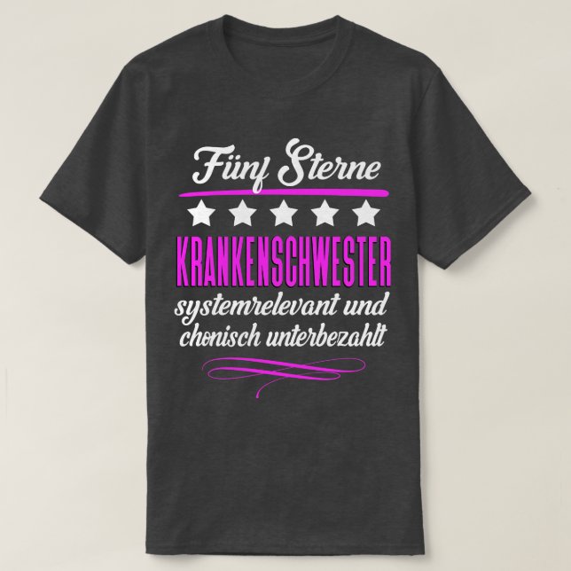 Fnf Sterne Krankenschwester T-Shirt (Design vorne)