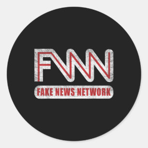 Fnn Logo Fake News Network Funny Political Joke Runder Aufkleber