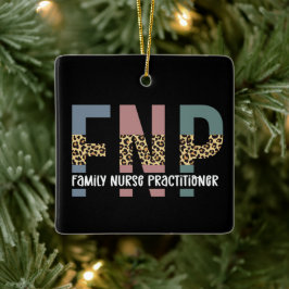 FNP Family Nurse Practitioner Cheetah Print Keramikornament