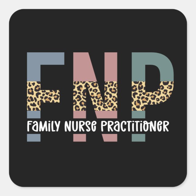 FNP Family Nurse Practitioner Cheetah Print Quadratischer Aufkleber (Vorderseite)