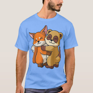 Fo and Meerkat Hugging Niedlich Kawaii Animal Love T-Shirt