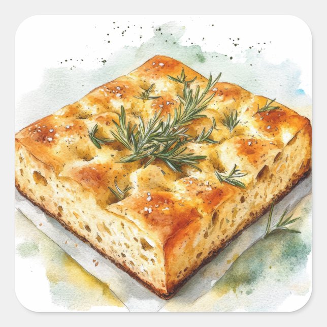 Focaccia Quadratischer Aufkleber (Vorderseite)