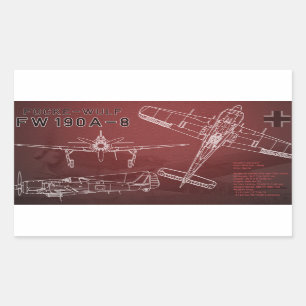 Focke-Wulf Fw 190 Blueprint Rechteckiger Aufkleber