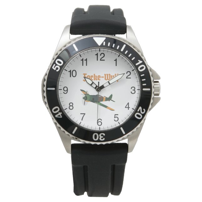 Focke-Wulf Fw 190 Deutsches Flugzeug des Zweiten W Armbanduhr (Vorderseite)
