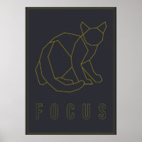 Focus Affirmation Poster einer gelben Origami-Katz