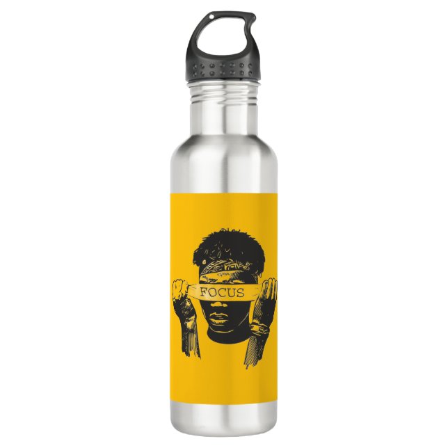 Focus Blindfold Motivational Street Art Illustrati Edelstahlflasche (Vorderseite)