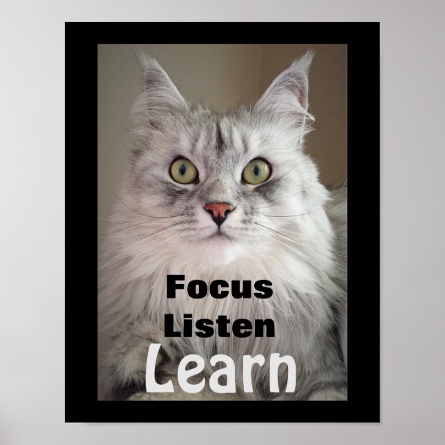 Focus. Écoute. Apprenez. Poster en classe (Devant)