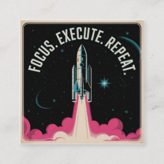 Focus. Execute. Repeat Quadratische Visitenkarte
