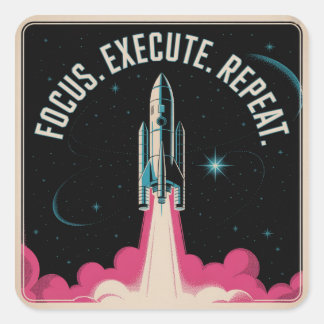 Focus. Execute. Repeat Quadratischer Aufkleber