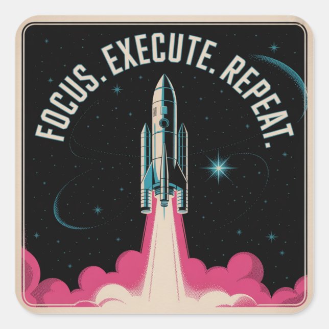 Focus. Execute. Repeat Quadratischer Aufkleber (Vorderseite)