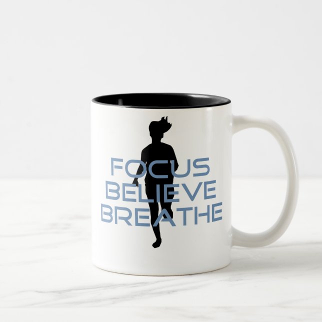 Focus Glaube Breathe Blue T - Shirt Zweifarbige Tasse (Rechts)