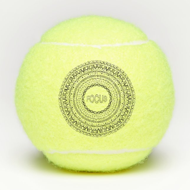 Focus HandGezeichnet Mandala Black Line Zeichnend  Tennisbälle (Vorderseite)