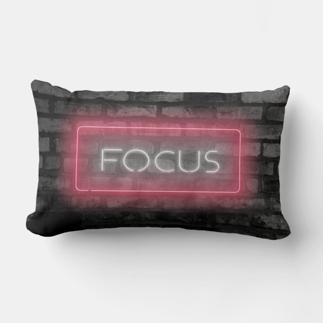 Focus Pink Neon Sign Lumbar Kissen (Vorderseite)