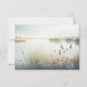 Fog Calm Lake Ruhige Natur Friedlicher Saisonfluss Dankeskarte