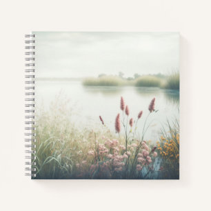 Fog Calm Lake Ruhige Natur Friedlicher Saisonfluss Notizbuch