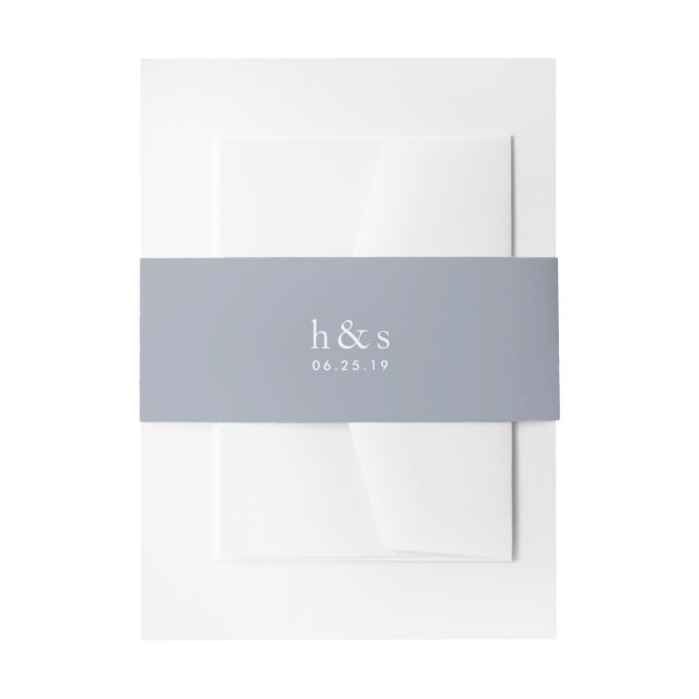 Fog Gray Wedding Monogram Einladungsbanderole (Vorderseite Beispiel)
