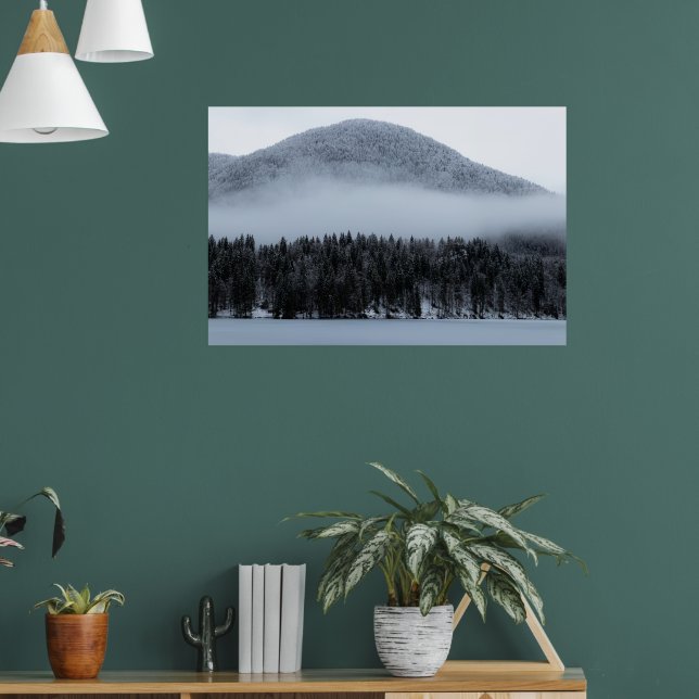 Fog rolling over spruce forest poster (Wohnzimmer 1)
