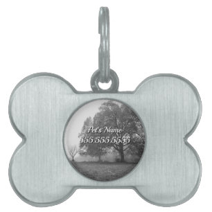 Foggy Autumn Morning Grauscale Pet Tag Tiermarke