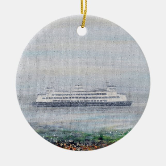 Foggy Ferry Painting Keramik Ornament (Vorne)
