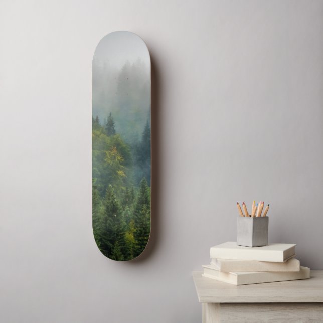 Foggy Forest Landschaft Coole Landschaft Skateboard (Wandkunst)
