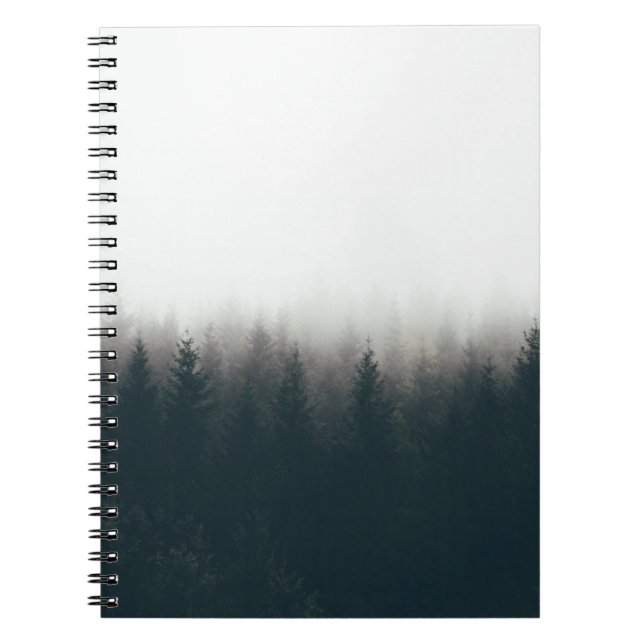 Foggy Forest Pine Mountain Ästhetische Kunst Notizblock (Vorderseite)