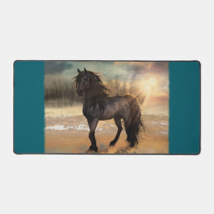 Foggy Friesian Morning, Cheval