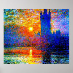 Foggy Houses of Parliament Poster