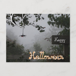 Foggy Jardin d'automne avec Spider HALLOWEEN Carte