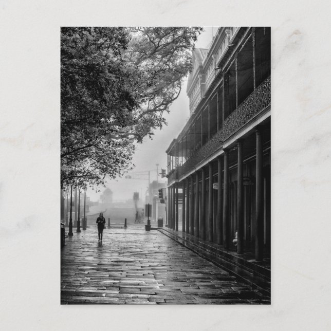 Foggy Morgenspaziergang Jackson Square Postkarte (Vorderseite)