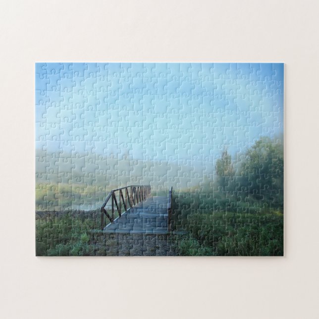 Foggy Morning Landschaftliches großes Foto Puzzle (Horizontal)