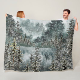 Foggy Mountain Woodland Frozen Lake Sofa Cover Fleecedecke