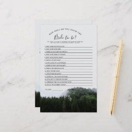 Foggy Pine Trees Rain Forest Brautparty Game