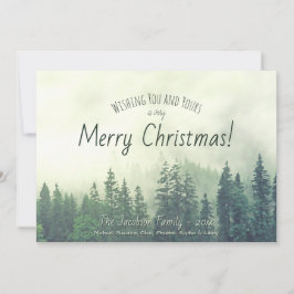 Foggy Pines Rustikale Wasserfarbe Frohe Weihnachte Feiertagskarte