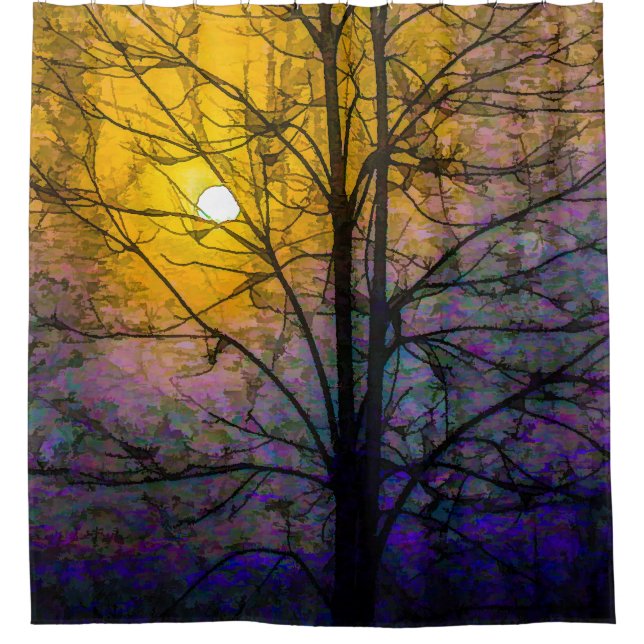 Foggy Sunset Duschvorhang (Vorderseite)