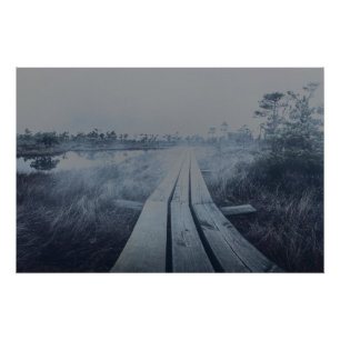 Foggy swamp landscape poster