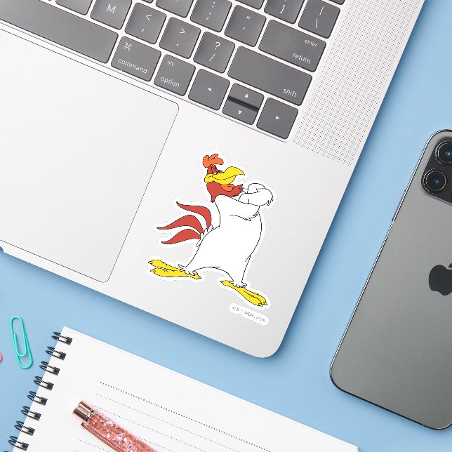Foghorn Leghorn Arms Crossed Aufkleber (Laptop mit iPhone)