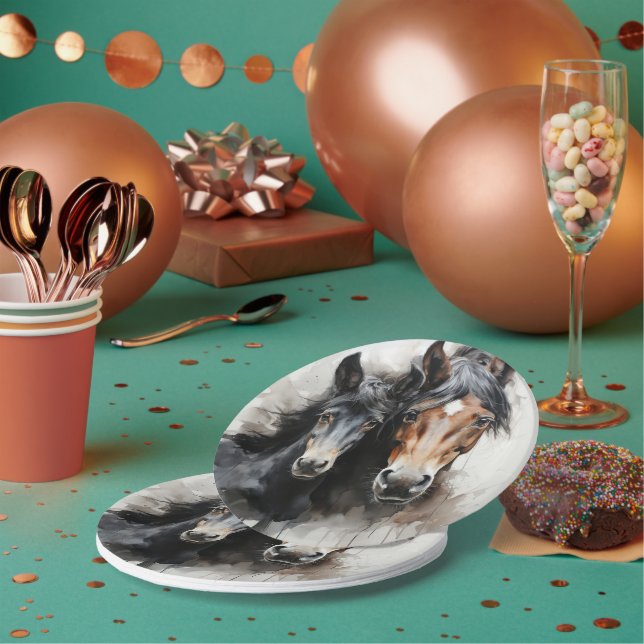 Fohlen mit seiner Mutter Pappteller (Multi)