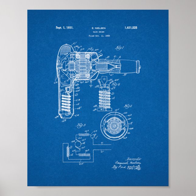 Föhn-Patent - Blueprint Poster (Vorne)