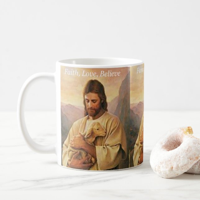 Foi, Amour, Beléive, Jésus Mug (Avec donut)