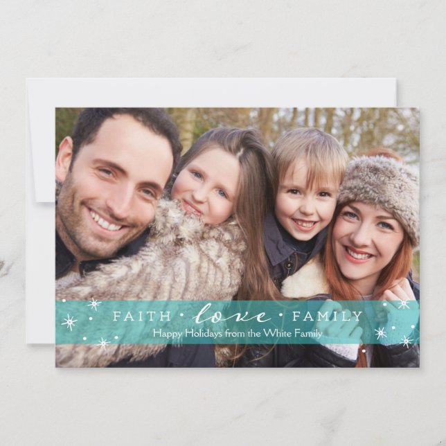 Foi + Amour + Carte Vacances Photo Famille (Devant)